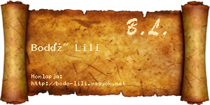 Bodó Lili névjegykártya